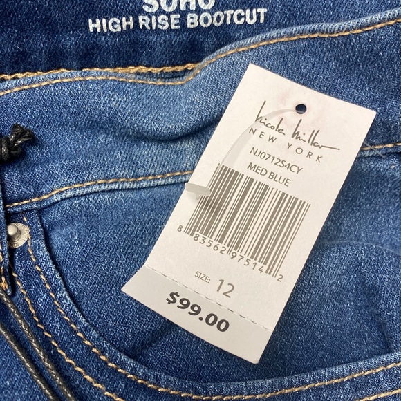 Nicole Miller Sparkling Crystal Stretch High Rise Boot Cut Jeans New With Tags - Picture 10 of 16